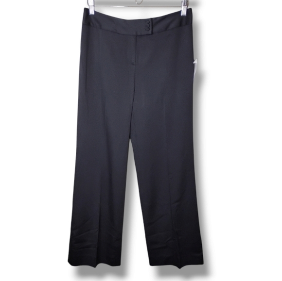 NWT Anne Klein Wide Leg Dress Pants 6P Black Wool Blend Lined Career - Picture 1 of 7